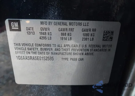 2014 Cadillac Ats Standard from USA, damaged, VIN 1G6AA5RA5E0152585